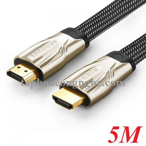 Ugreen 10254 5M màu Đen Cáp tín hiệu HDMI vỏ bọc lưới cao cấp cáp dẹt HD102 30010254